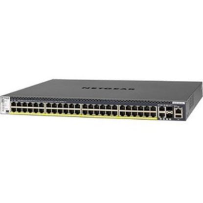 Picture of Netgear M4300 48x1G PoE+ Stackable Managed Switch with 2x10GBASE-T and 2xSFP+ (1;000W PSU) - 50 Ports - Manageable - 10 Gigabit Ethernet, Gigabit Ethernet - 10GBase-T, 10GBase-X, 1000Base-T - 3 Layer Supported - Modular - Power Supply