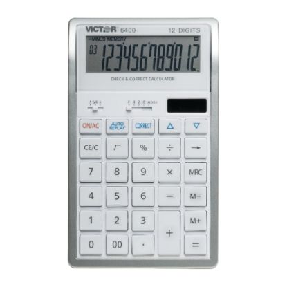 Picture of Victor 6400 12-Digit Desktop Calculator, White/Silver