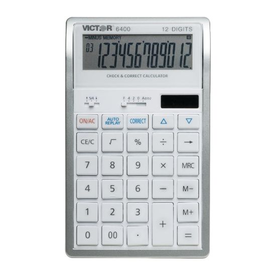 Picture of Victor 6400 12-Digit Desktop Calculator, White/Silver