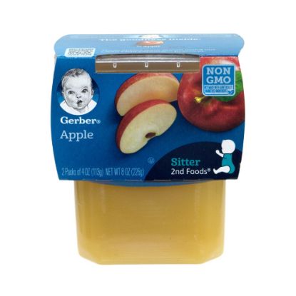 Picture of Gerber 2nd Foods Apple Baby Food, 4 Oz, 2 Tubs Per Pack, Box Of 8 Packs