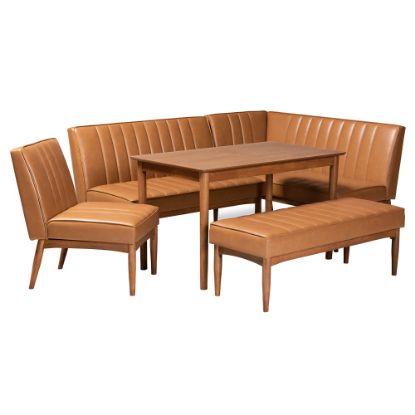 Picture of Baxton Studio Daymond 5-Piece Dining Nook Set, Tan/Walnut