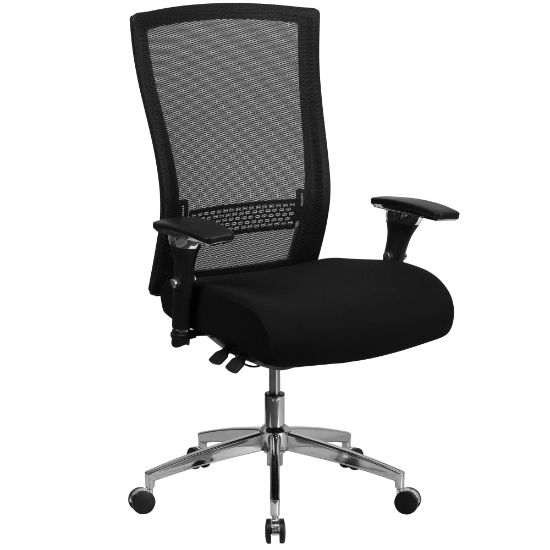 Picture of Flash Furniture HERCULES Series 24/7 Intensive-Use Ergonomic High-Back Executive Multifunction Office Chair With Seat Slider And Adjustable Lumbar, Black Fabric/Gray