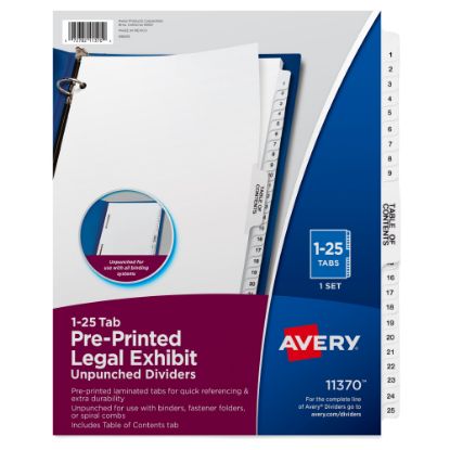 Picture of Avery Premium Collated Legal Dividers Avery Style, Side-Tab, 1-25 & Table Of Contents, 8-1/2in x 11in