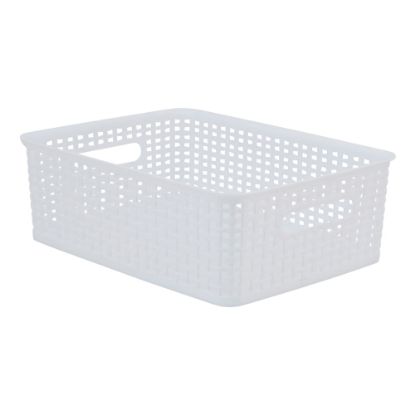 Picture of Realspace Plastic Weave Bin, Small Size, White