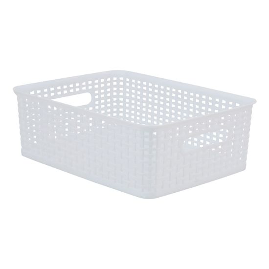 Picture of Realspace Plastic Weave Bin, Small Size, White