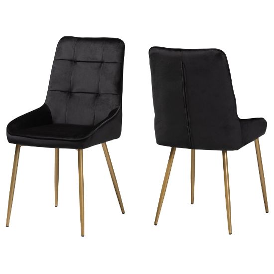 Picture of Baxton Studio Gavino Dining Chairs, Black/Gold, Set Of 2 Chairs