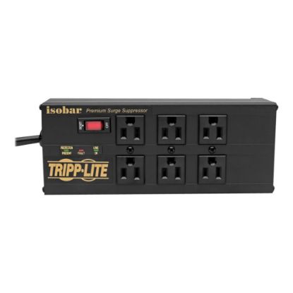 Picture of Tripp Lite Isobar 6-Outlet Surge Protector - 10 ft. Cord, Right-Angle Plug, 3840 Joules, 2 USB Ports, Metal Housing - Surge protector - 12 A - AC 120 V - 1440 Watt - output connectors: 8 - 10 ft cord - black