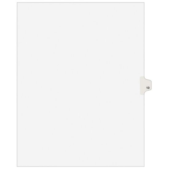 Picture of Avery Individual Legal Dividers Avery Style, Letter Size, Side Tab #13, White Dividers/White Tabs, Pack Of 25