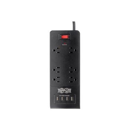 Picture of Tripp Lite 6-Outlet Surge Protector with 4 USB Ports (4.2A Shared) - 6 ft. Cord, 900 Joules, Black - Surge protector - 15 A - AC 120 V - 1875 Watt - output connectors: 6 - 6 ft cord - black