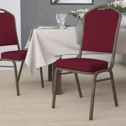 Picture of Flash Furniture HERCULES Series Crown Back Stacking Banquet Chair, Burgundy/Goldvein