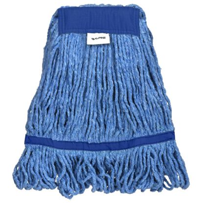 Picture of Alpine Industries Cotton Loop-End Mop Heads With 5in Head And Tail Bands, 32 Oz, Blue, Set Of 12 Heads