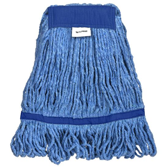 Picture of Alpine Industries Cotton Loop-End Mop Heads With 5in Head And Tail Bands, 32 Oz, Blue, Set Of 12 Heads