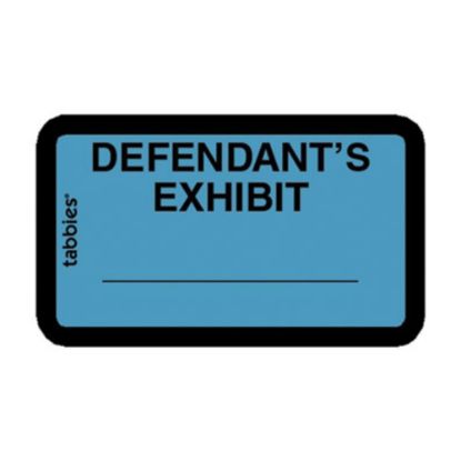 Picture of Tabbies Defendants Exhibit Legal File Labels, 58093, 1 5/8inW x 1inL, Blue, Pack Of 252