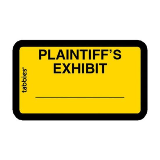 Picture of Tabbies Plaintiffs Exhibit Legal File Labels, 58094, 1 5/8inW x 1inL, Yellow, Pack Of 252