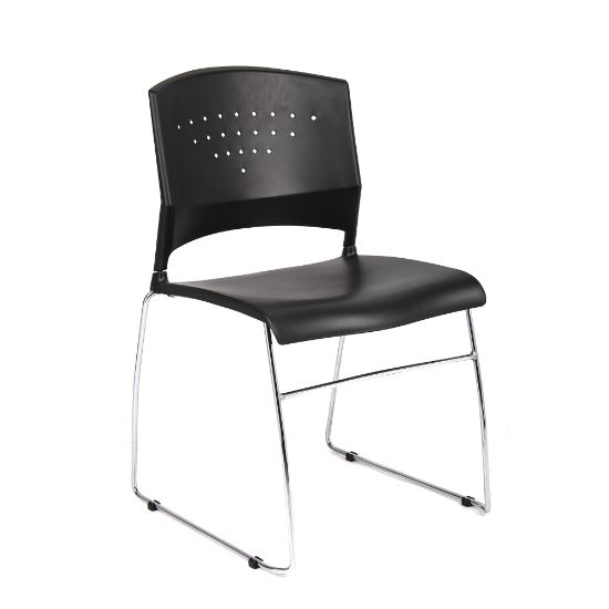 Picture of Boss Office Products Stack Chairs, Black/Chrome, Set Of 4 Chairs