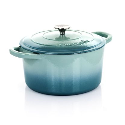 Picture of Crock-Pot Artisan 2-Piece Enameled Cast Iron Dutch Oven, 7 Quarts, Aqua Blue