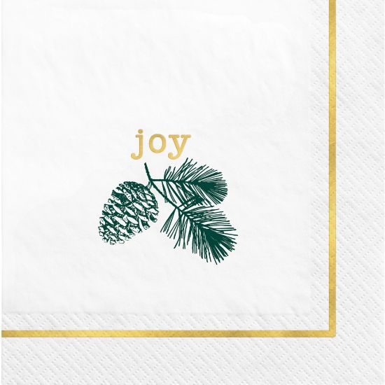 Picture of Amscan Christmas Calm And Bright Beverage Napkins, 5in x 5in, White, Pack Of 48 Napkins