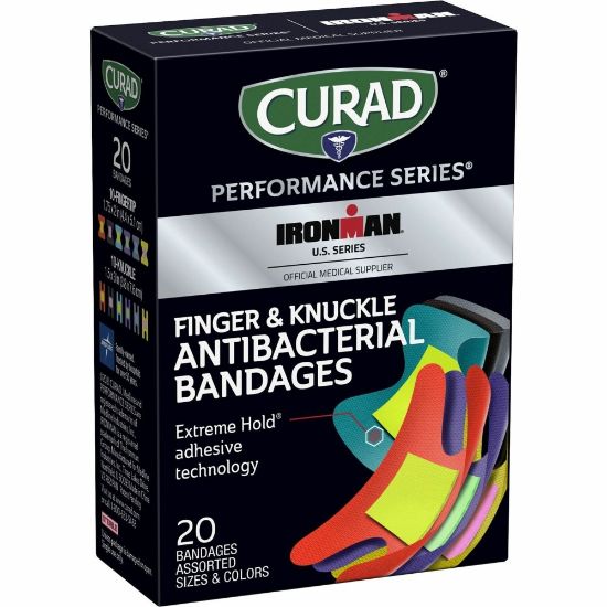 Picture of Curad Finger/Knuckle Antibacterial Bandage - Assorted Sizes - 1Box - Assorted - Fabric