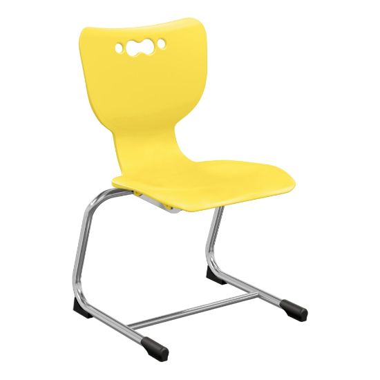 Picture of Hierarchy Stackable Cantilever Student Chairs, 14in, Yellow/Chrome, Set Of 5 Chairs