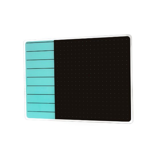 Picture of Floortex Viztex Plan & Grid Glass Dry Erase Board, 17in x 23in, Teal & Black