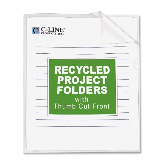 Picture of C-Line Project Folders, Letter Size (8 1/2in x 11in), 70% Recycled, Clear, Box Of 25