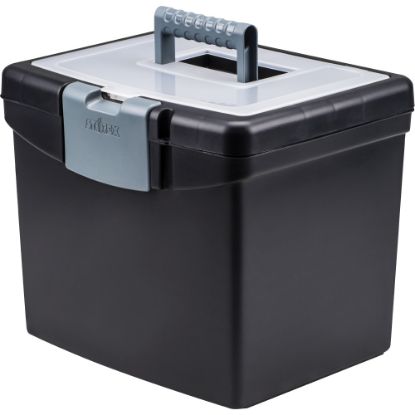 Picture of Storex Portable Storage Box - External Dimensions: 14.9in Length x 11in Width x 12.1inHeight - Media Size Supported: Letter - Snap-tight Closure - Plastic - Black - For File - Recycled - 1 / Carton