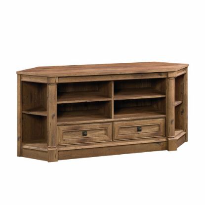 Picture of Sauder Palladia Corner Entertainment Credenza For 60in TVs, 27-3/8inH x 61-1/8inW x 18-1/2inD, Vintage Oak