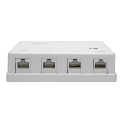 Picture of Eaton Tripp Lite Series Pre-Configured Unshielded Cat6 4-Port Surface-Mount Box, 110 IDC, RJ45, White - Surface mount box - RJ-45 X 4 - white