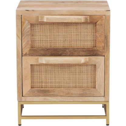 Picture of Powell Braden 23inH Rattan Cabinet With 2 Drawers, Natural/Gold