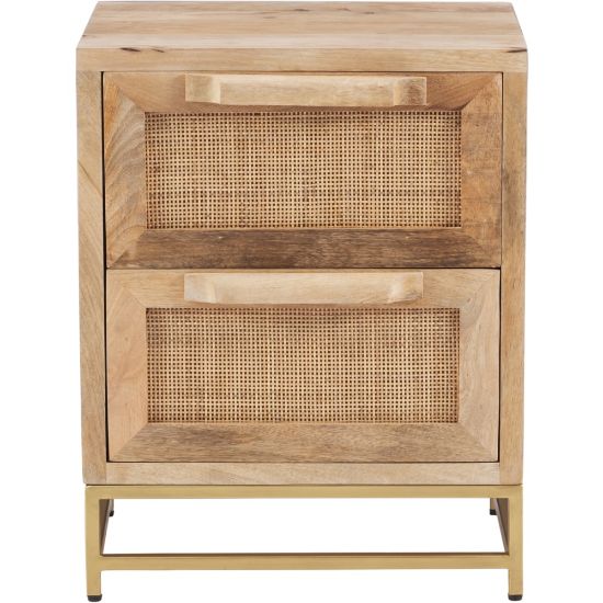 Picture of Powell Braden 23inH Rattan Cabinet With 2 Drawers, Natural/Gold