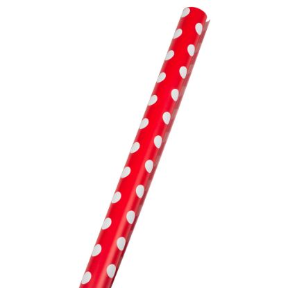 Picture of JAM Paper Wrapping Paper, Polka Dot, 25 Sq Ft, Red with White Dots