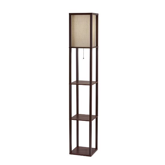 Picture of Adesso Wright Shelf Lamp, 63inH, Natural Shade/Walnut Base