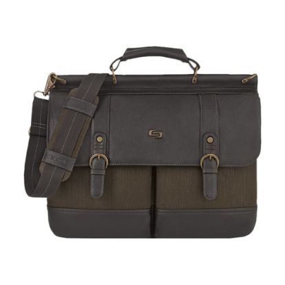 Picture of Solo New York Thompson 15.6in Laptop Briefcase, Brown/Olive