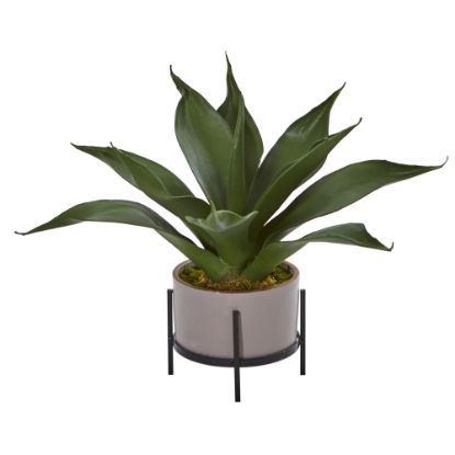 Picture of Nearly Natural Agave Succulent 14inH Plastic Plant With Decorative Planter, 14inH x 9inW x 9inD, Green