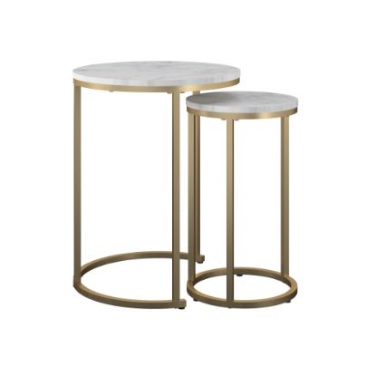 Picture of Ameriwood Home Amelia Nesting Tables, 22-13/16inH x 18-1/16inW x 18-1/16inD, White/Gold