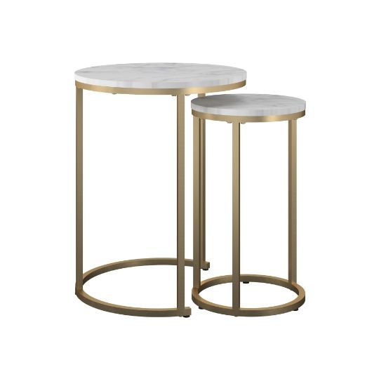 Picture of Ameriwood Home Amelia Nesting Tables, 22-13/16inH x 18-1/16inW x 18-1/16inD, White/Gold