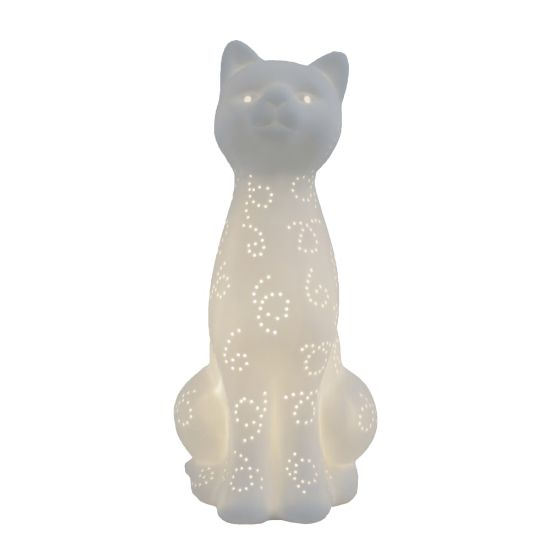 Picture of Simple Designs  Porcelain Kitty Cat Shaped Animal Light Table Lamp