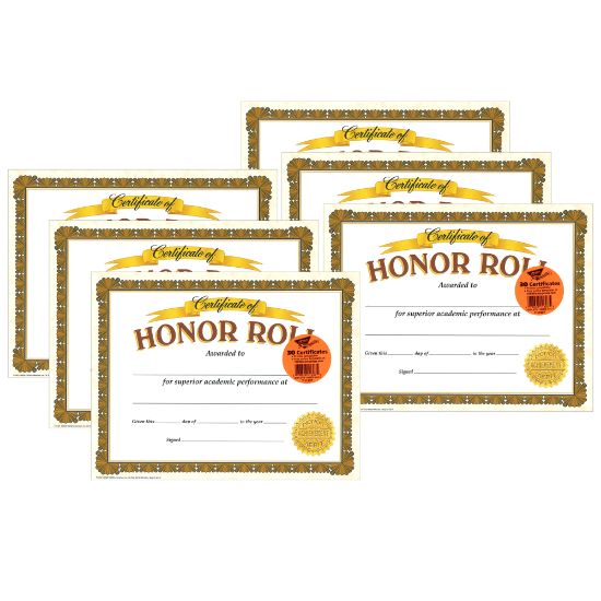 Picture of TREND Classic Certificates, 8-1/2in x 11in, Honor Roll, 30 Certificates Per Pack, Set Of 6 Packs