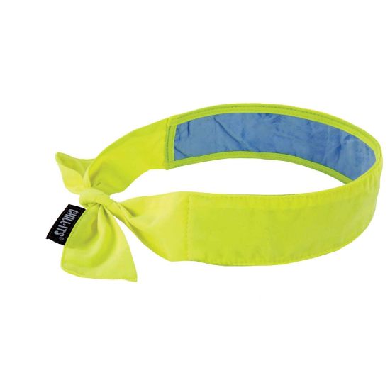 Picture of Ergodyne Chill-Its 6700CT Evaporative Cooling Tie Bandanas With Cooling Towel, Lime, Pack Of 6 Bandanas