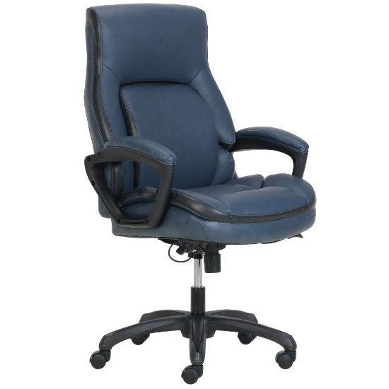 Picture of Shaquille O-Neal Amphion Ergonomic Bonded Leather High-Back Executive Office Chair, Navy/Black