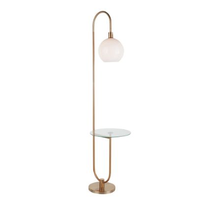 Picture of LumiSource Trombone Floor Lamp, 70-1/2inH, White Shade/Gold Base