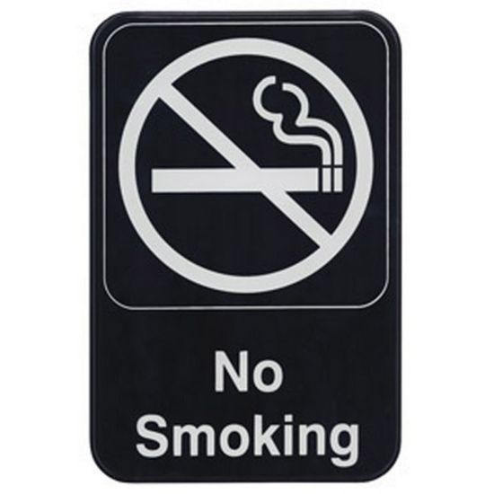 Picture of Winco No Smoking Sign, 9in x 6in, Black/White