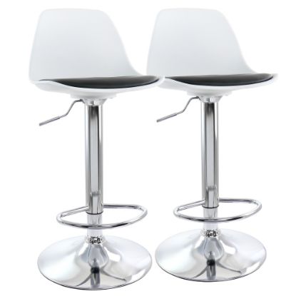 Picture of Elama Adjustable Bar Stools, Black/White, Set Of 2 Stools