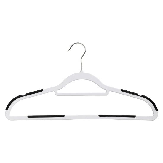 Picture of Honey-Can-Do Rubber Grip No-Slip Plastic Hangers, 9-1/2in x 17-3/4in, White/Black, Pack Of 50 Hangers