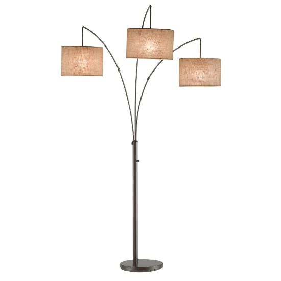 Picture of Adesso Trinity Arc Floor Lamp, 74inH, Beige Burlap Shade/Antique Bronze Base