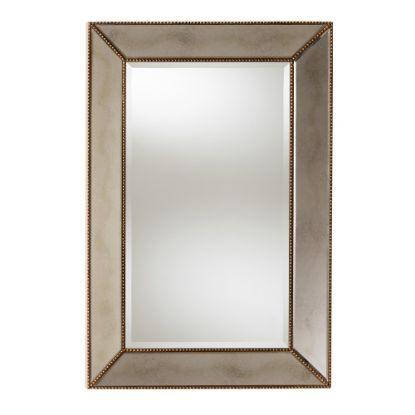 Picture of Baxton Studio Beaded Rectangular Accent Wall Mirror, 36in x 24in, Antique Gold