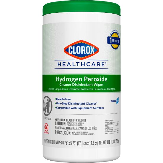 Picture of Clorox Healthcare Hydrogen Peroxide Disinfecting Wipes, 5 3/4in x 6 3/4in, Canister Of 155 Wipes