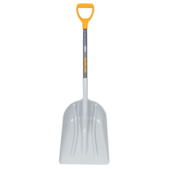 Picture of Poly Scoop with Hardwood Handle, 18 in L x 14.37 in W Blade, Square Point, 28 in Hardwood D-Grip handle