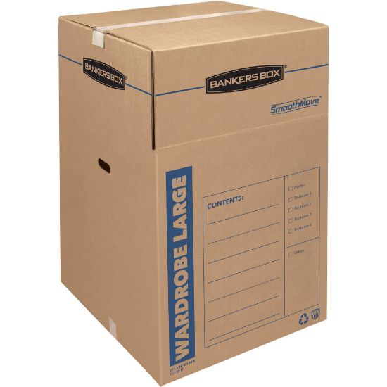 Picture of Bankers Box SmoothMove Wardrobe Boxes, 40 1/4in x 24 3/8in x 24 3/8in, Kraft, Case Of 3