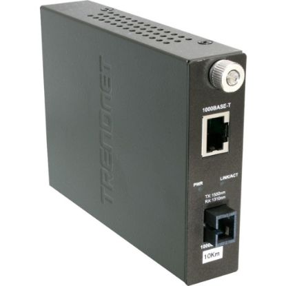 Picture of TRENDnet Intelligent 1000Base-T to 1000Base-LX Dual Wavelength Single Mode SC Fiber Media Converter (10km/6.2miles) Fiber to Ethernet Converter; Fiber Port; RJ-45; Lifetime Protection; TFC-1000S10D3 - 1000Base-T to 1000Base-LX Fiber Converter (10km)